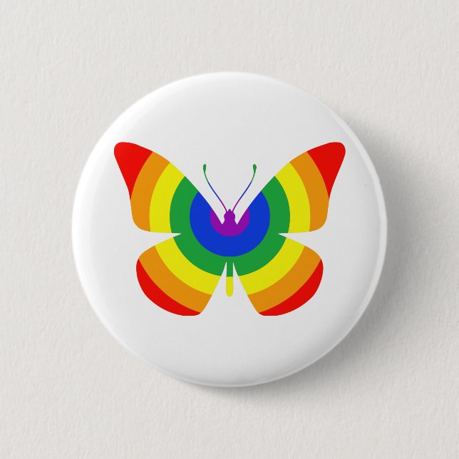 LGBT Pride Butterfly 6 Cm Round Badge (Front)