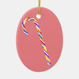 LGBT+ Pride Candy Cane Ceramic Ornament