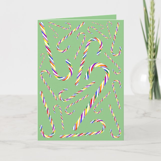 LGBT+ Pride Candy Cane Holiday Card (Front)