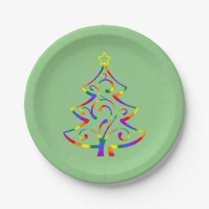LGBT+ Pride Christmas Tree Paper Plates