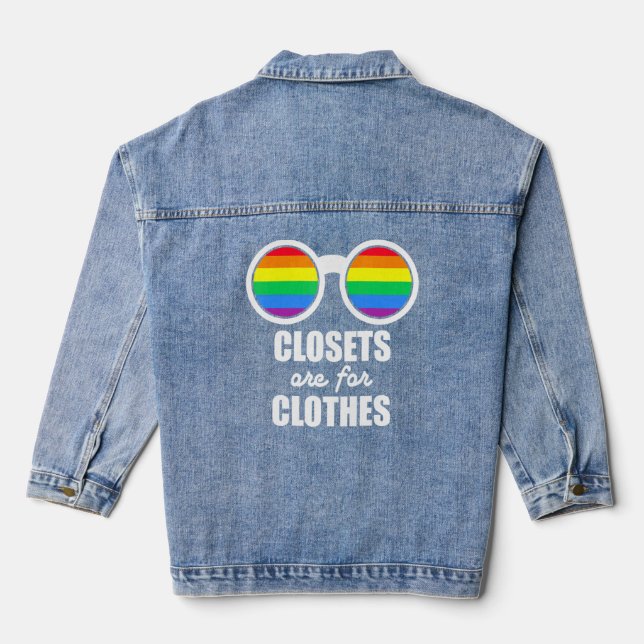 LGBT Pride Closets Are For Clothes Rainbow Support Denim Jacket (Back)