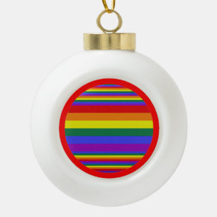LGBT Pride Colors  Ceramic Ball Christmas Ornament