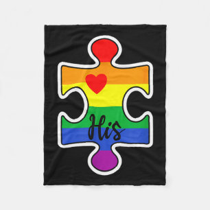 Lgbt Pride Couple Matching Valentine His Gay Rainb Fleece Blanket