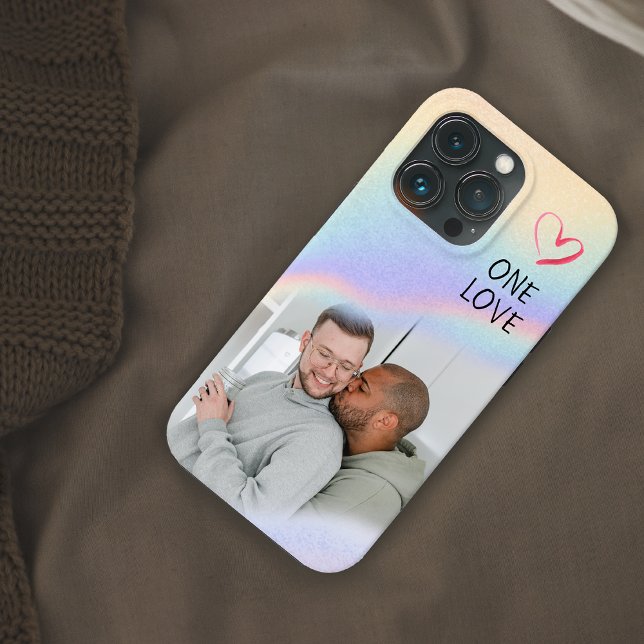 LGBT Pride Couple One Love Colourful Rainbow Photo Case-Mate iPhone Case (Creator Uploaded)