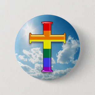 LGBT Pride Cross 6 Cm Round Badge
