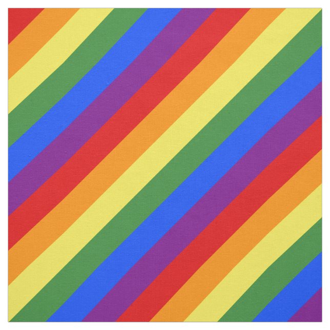 LGBT Pride Diagonal Rainbow Stripe Pattern Fabric (Swatch)