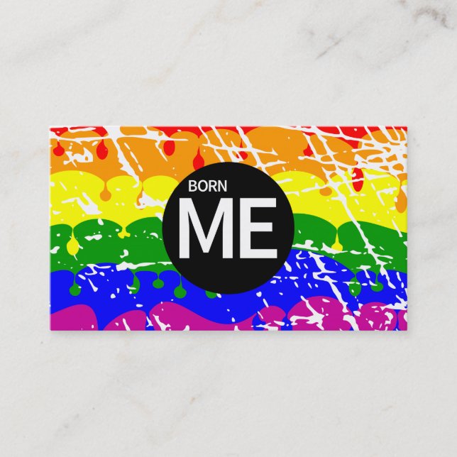 LGBT Pride Flag Coloful  Born Me Business Card (Front)