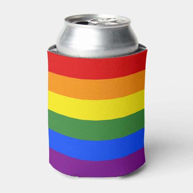 LGBT Pride Flag Rainbow Stripes Can Cooler (Can Front)
