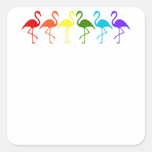 LGBT Pride Flamingos in Flag Colours Square Sticker
