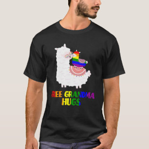 LGBT Pride Free Grandma Hugs Llama Rainbow Family T-Shirt