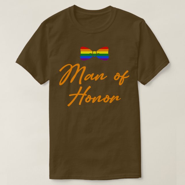 Lgbt Pride Gay Bachelor Party Man Of Honour Engage T-Shirt (Design Front)