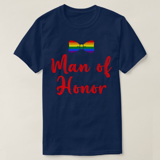 Lgbt Pride Gay Bachelor Party Man Of Honour Engage T-Shirt (Design Front)