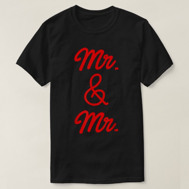 LGBT Pride Gay Bachelor Party Mr and Mr Engagement T-Shirt (Design Front)