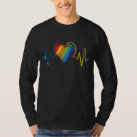 LGBT Pride Gay Lesbian Modern Rainbow Heartbeat