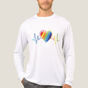 LGBT Pride Gay Lesbian Modern Rainbow Heartbeat Tri-Blend Shirt