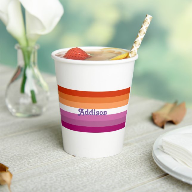 LGBT Pride Gay Lesbian Personalised Name Paper Cups (Insitu)