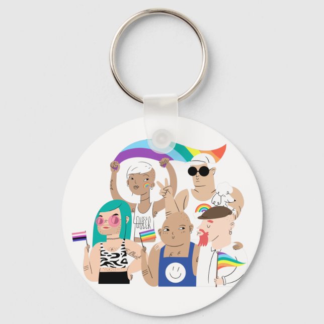 LGBT+Pride. GAY love. Rainbow flag.         Key Ring (Front)
