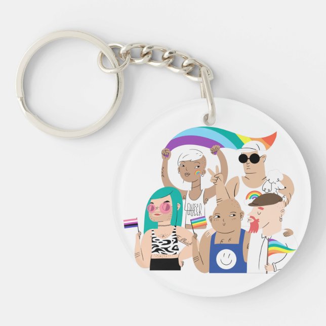 LGBT+Pride. GAY love. Rainbow flag.            Key Ring (Front)