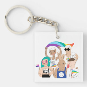 LGBT+Pride. GAY love. Rainbow flag. Keycha Key Ring