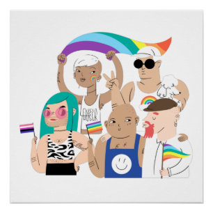 LGBT+Pride. GAY love. Rainbow flag.    Poster