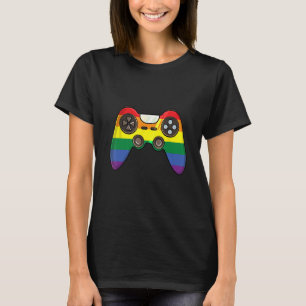LGBT Pride Gaymer Retro Video Game Controller Rain T-Shirt