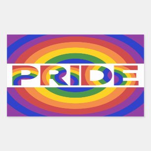 LGBT Pride Geometric Rainbow Bullseye Rectangular Sticker