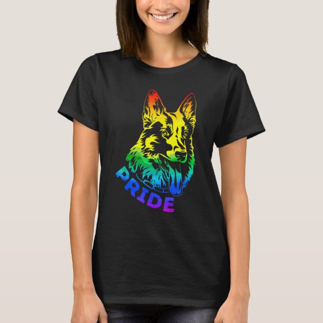 Lgbt Pride German Shepherd Support Rainbow Flag Su T-Shirt (Front)