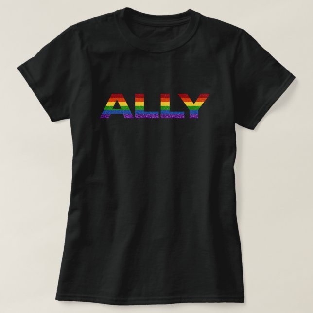 LGBT Pride Glitter Ally T-Shirt (Design Front)