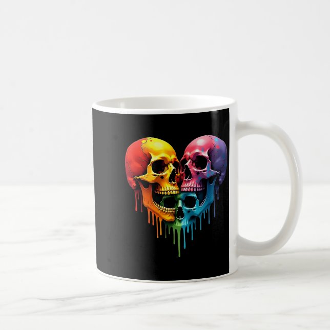 Lgbt Pride Halloween Horror Skeleton Skull Rainbow Coffee Mug (Right)