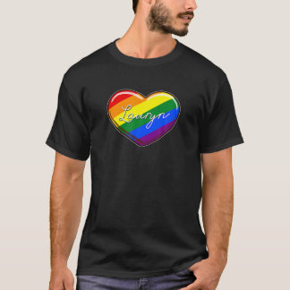 LGBT Pride Heart - First Name "Lauryn" Rainbow Hea T-Shirt