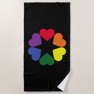 LGBT pride hearts Beach Towel