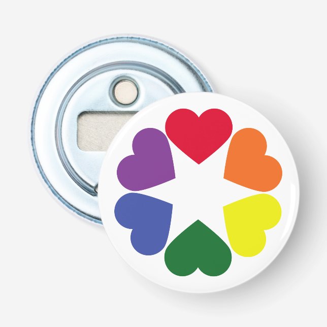 LGBT pride hearts Bottle Opener (Front)