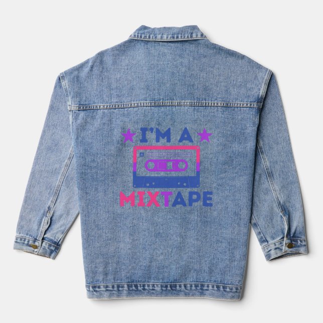 LGBT Pride I m A Mixtape Bisexual LGBTQ Support Eq Denim Jacket (Back)