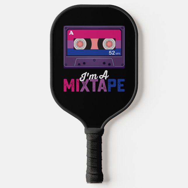 LGBT Pride Im A Mixtape Cassette Bi Pickleball Paddle (Front)