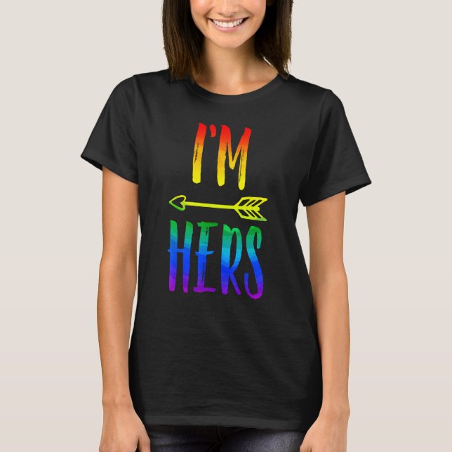 LGBT Pride I'm Her She's Mine Lesbian Couple Match T-Shirt (Front)
