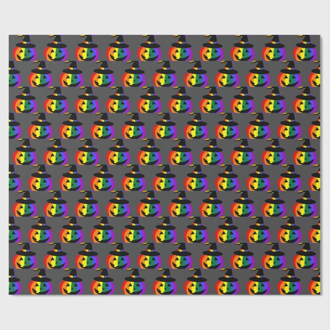 LGBT+ Pride Jack-O'-Lantern Wrapping Paper (Flat)