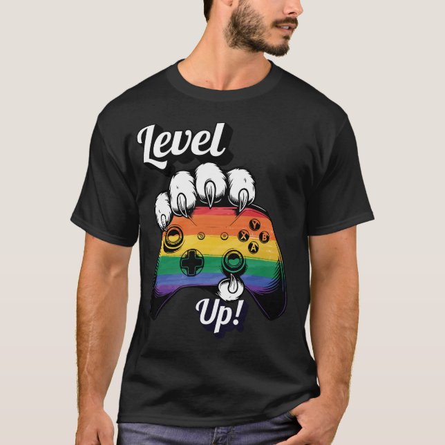 LGBT Pride Level Up Tiger Paw Controller Tee 2026 (Front)