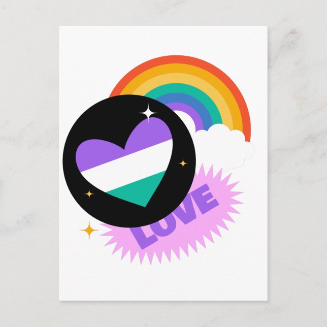 LGBT+Pride. Love. Heart rainbow.  Postcard (Front)