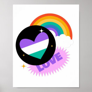 LGBT+Pride. Love. Heart rainbow. Poster