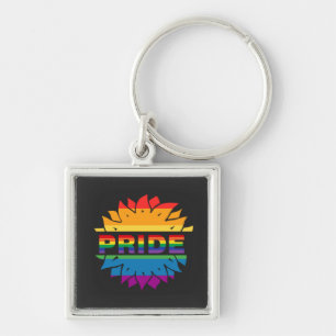 LGBT+Pride love. rainbow flower Button Magnet Bott Key Ring