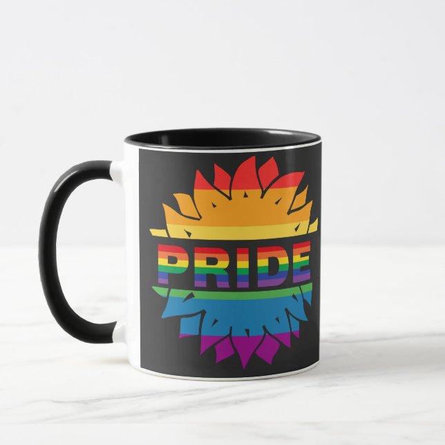 LGBT+Pride love. rainbow flower   Coffee Mug (Left)