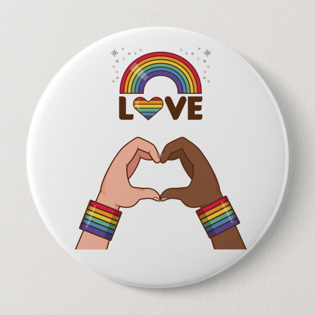 LGBT+Pride. Love rainbow. Heart.  Button (Front)