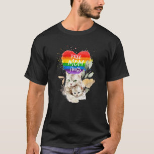LGBT Pride Mama Cat And Kitten Free Mum Hugs Mothe T-Shirt