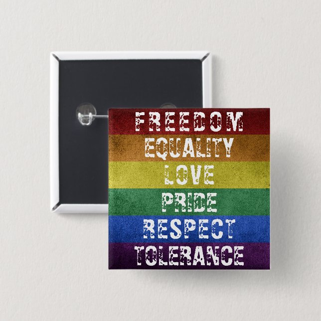 LGBT Pride Modern Rainbow Stripes Flag 15 Cm Square Badge (Front & Back)