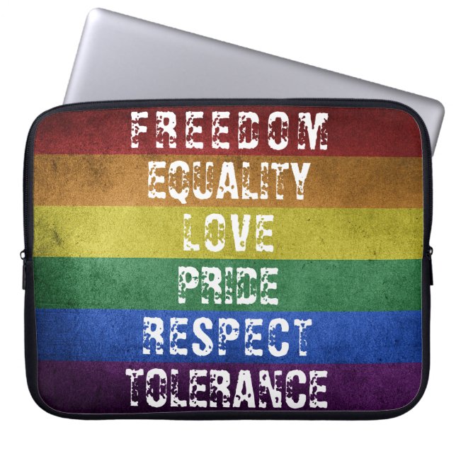 LGBT Pride Modern Rainbow Stripes Flag Laptop Sleeve (Front)