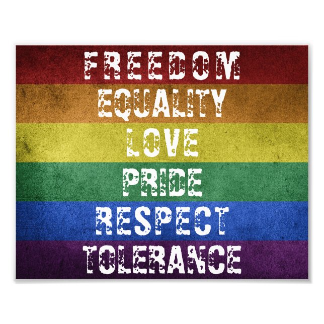 LGBT Pride Modern Rainbow Stripes Flag Photo Print (Front)