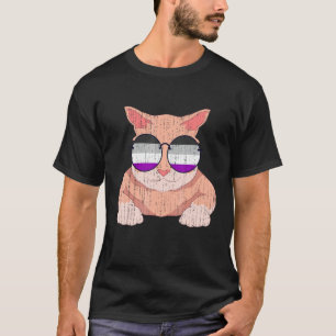 Lgbt Pride Month Cat Sunglasses Ace Flag Queer As T-Shirt