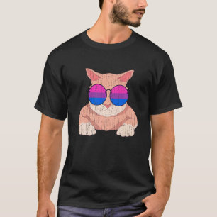 Lgbt Pride Month Cat Sunglasses Rainbow Flag Bise T-Shirt