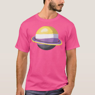 Lgbt Pride Non Binary Flag Saturn Astronomy Non Bi T-Shirt