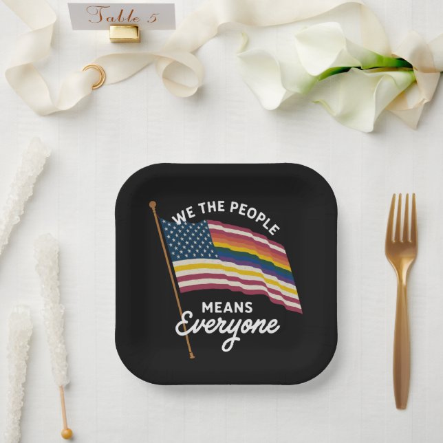 LGBT Pride Parade We The People Means Everyone  Paper Plate (Wedding)